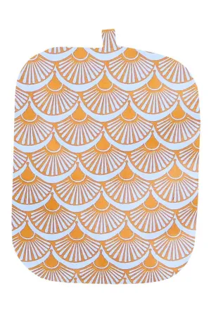 fandango camel yellow printed cloth 7" x 9" regular potholder