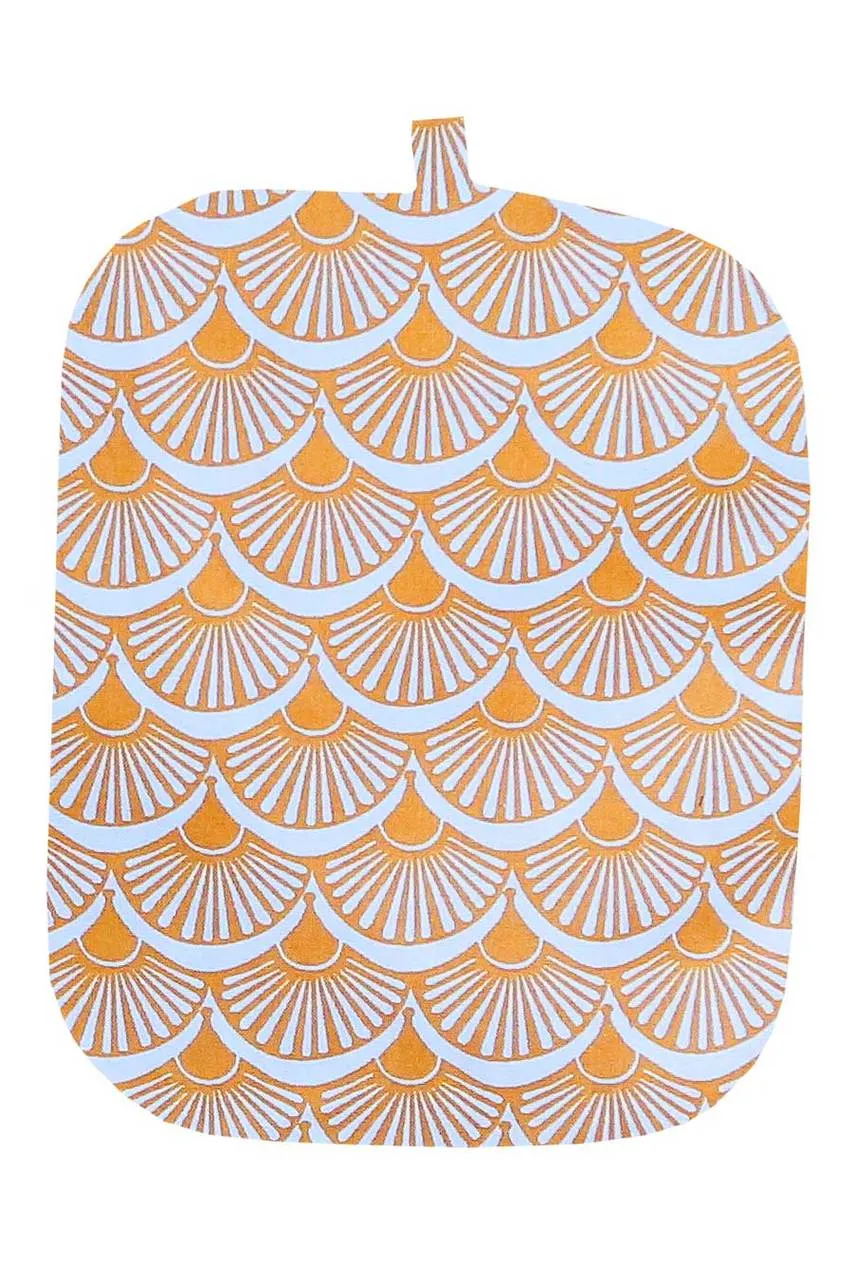 fandango camel yellow printed cloth 7" x 9" regular potholder