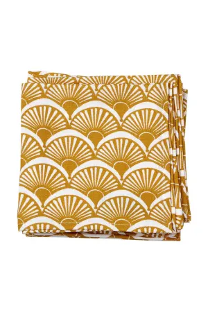 fandango camel yellow printed cloth cocktail napkins