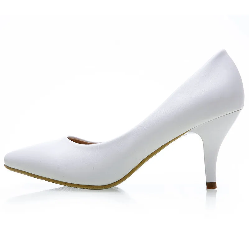 Fashion White Women Shoes for Girls Women White&Black High heel Pump shoes Pointed toe Real Leather for Sunner Winter