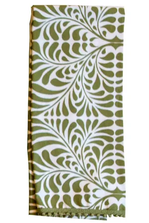 fern moss green printed cloth guest towels