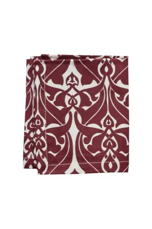 filigree claret red printed cloth cocktail napkins