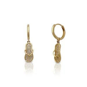 Flip-Flop Sandal Dangling Earrings (14K)