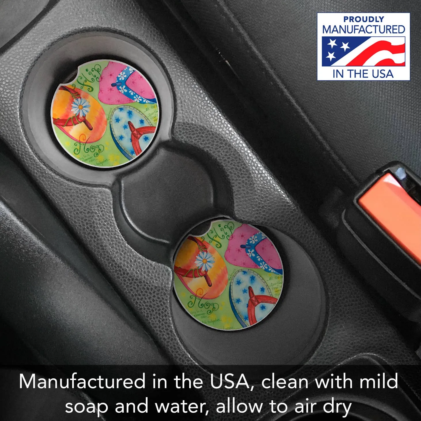 Flip Flop Trio Absorbent Stone Car Coaster 1 Pk
