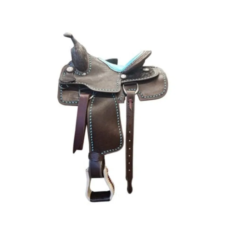 Fort Worth Barrel Saddle Optiflex Tree Brown with Turquoise (FOR0310)