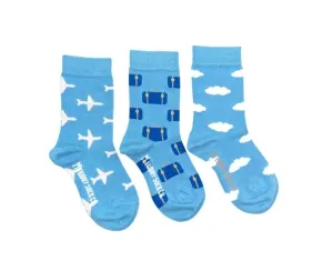 FRIDAY SOCK CO - Kid's Plane, Clouds, & Suitcase Socks