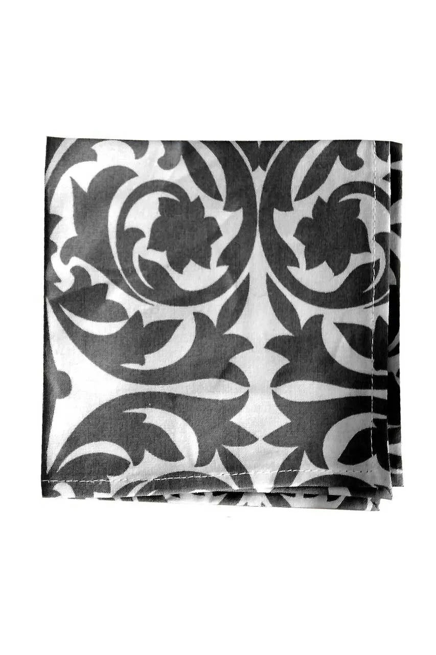 garden gate graphite gray printed cloth cocktail napkins