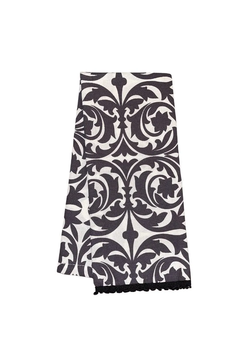 garden gate graphite gray printed cloth guest towels
