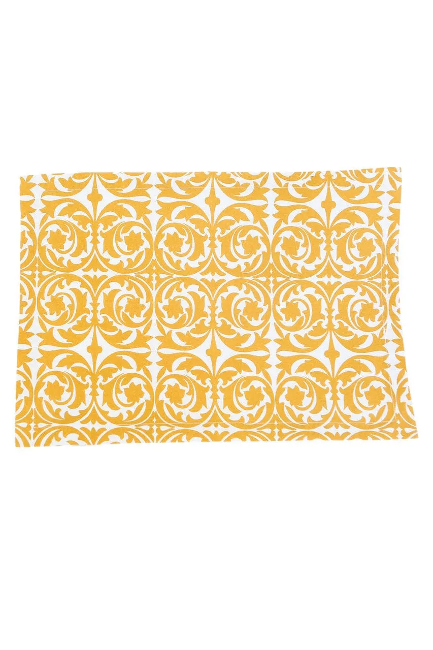 garden gate yellow ochre printed cloth placemats