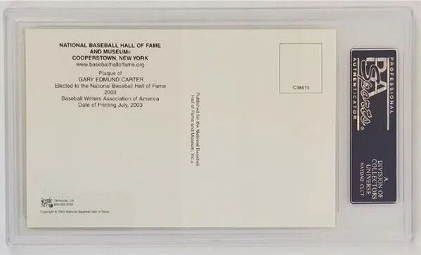 Gary Edmund Carter Signed Hall of Fame Plaque Postcard (PSA/DNA) Mets / Expos