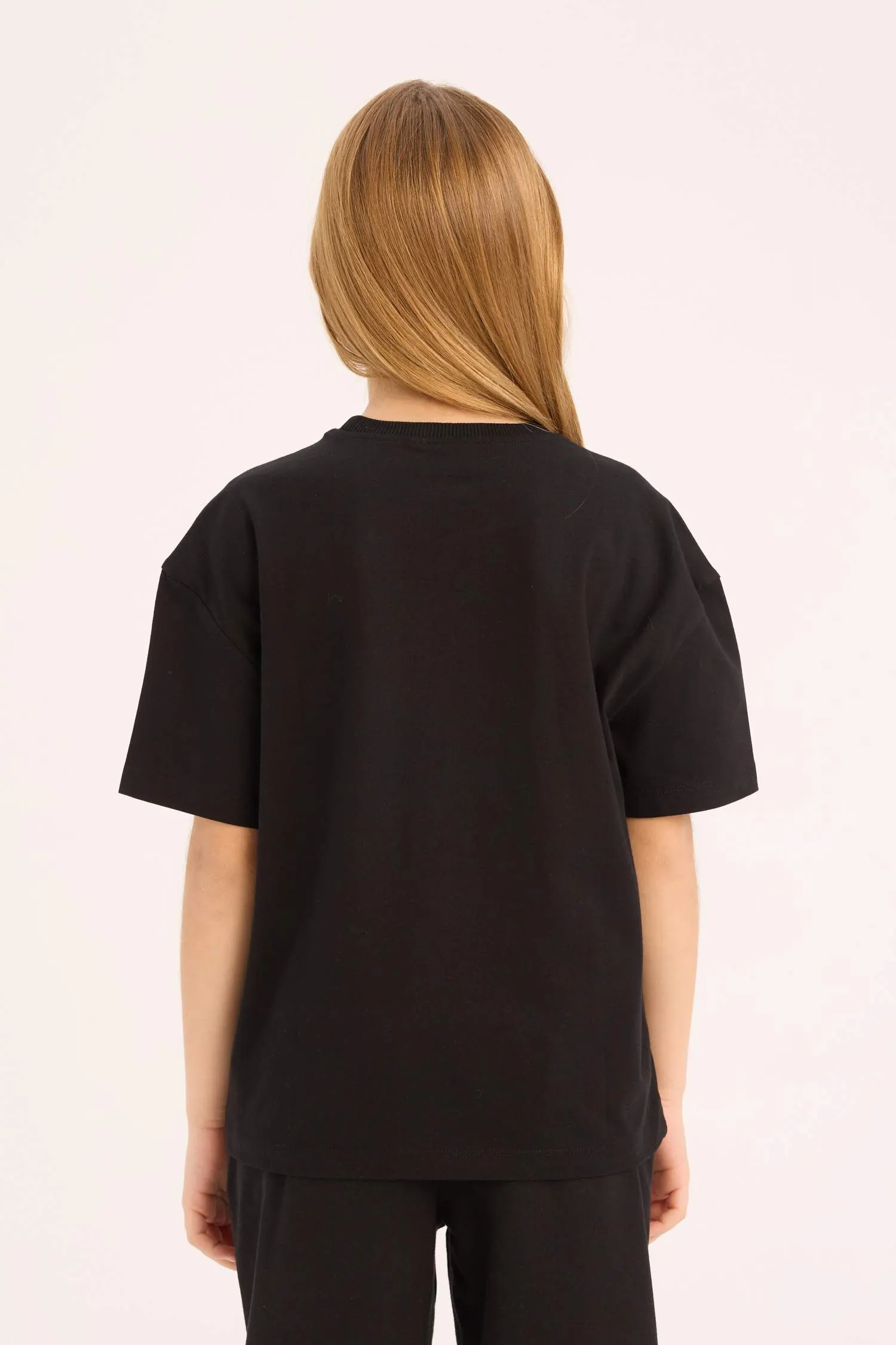 Girl Child Relax Fit Bicycle Collar Printed Short Sleeve T-Shirt