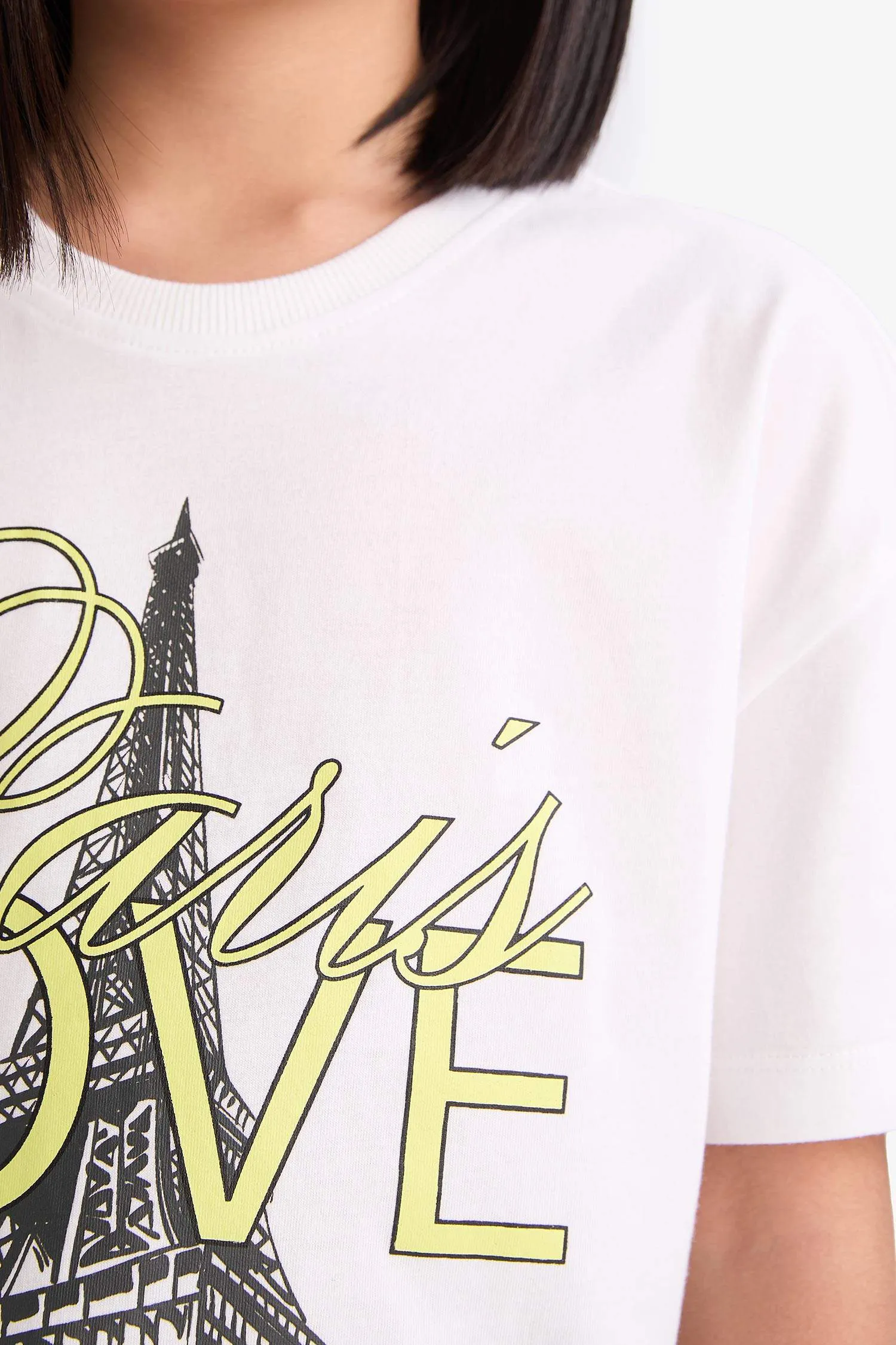 Girl Child Relax Fit Bicycle Collar Printed Short Sleeve T-Shirt