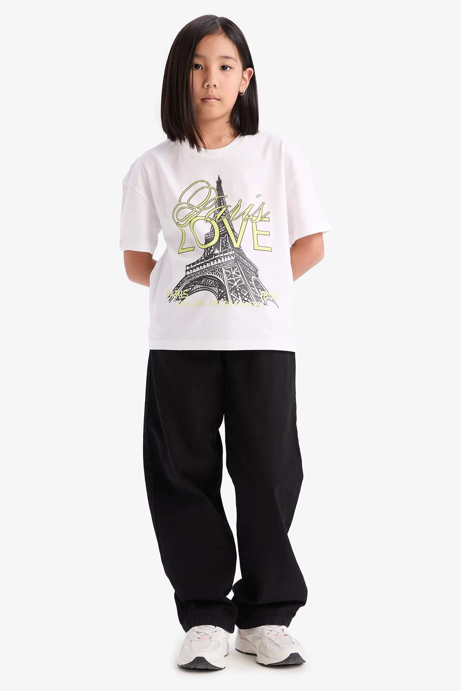 Girl Child Relax Fit Bicycle Collar Printed Short Sleeve T-Shirt