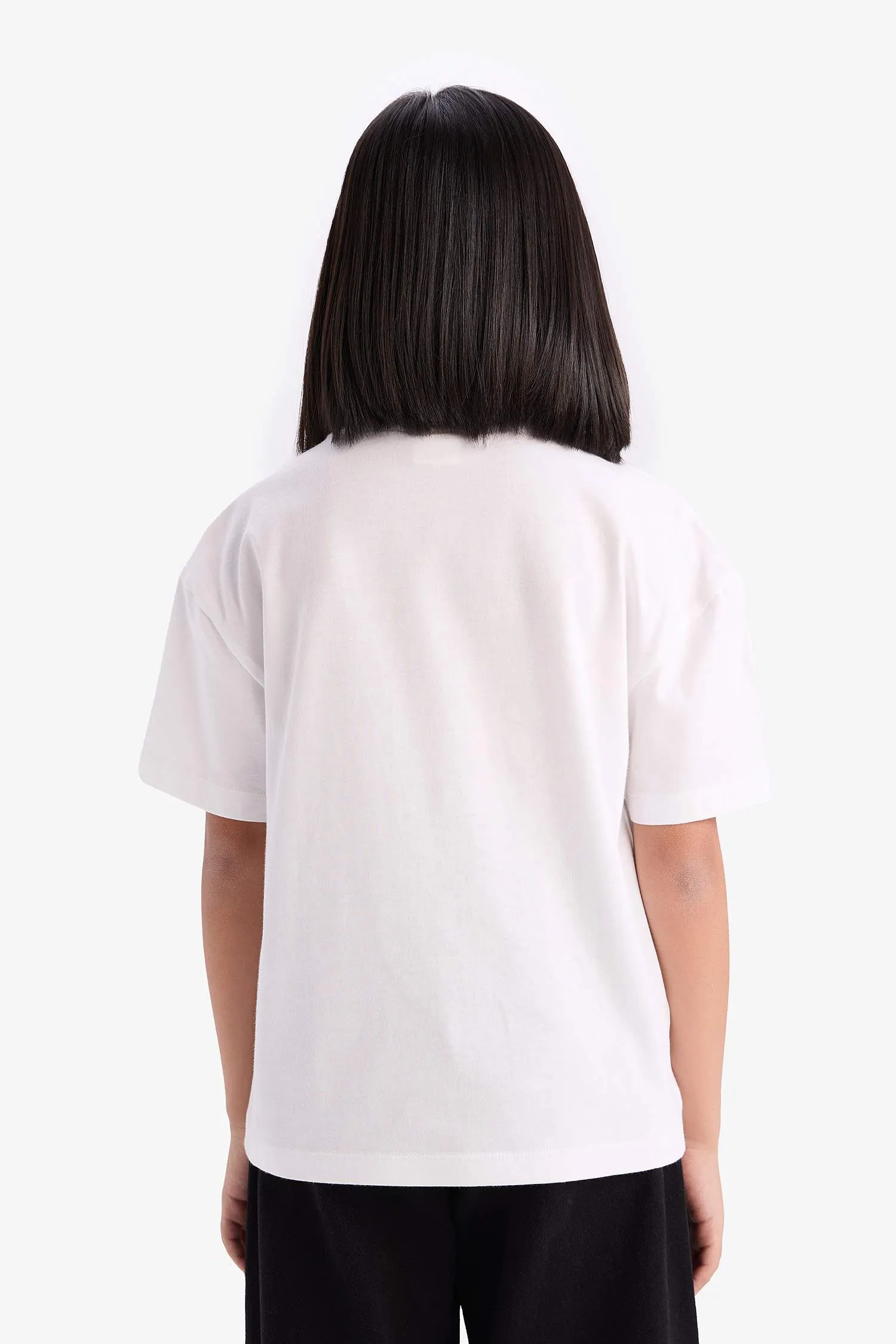 Girl Child Relax Fit Bicycle Collar Printed Short Sleeve T-Shirt