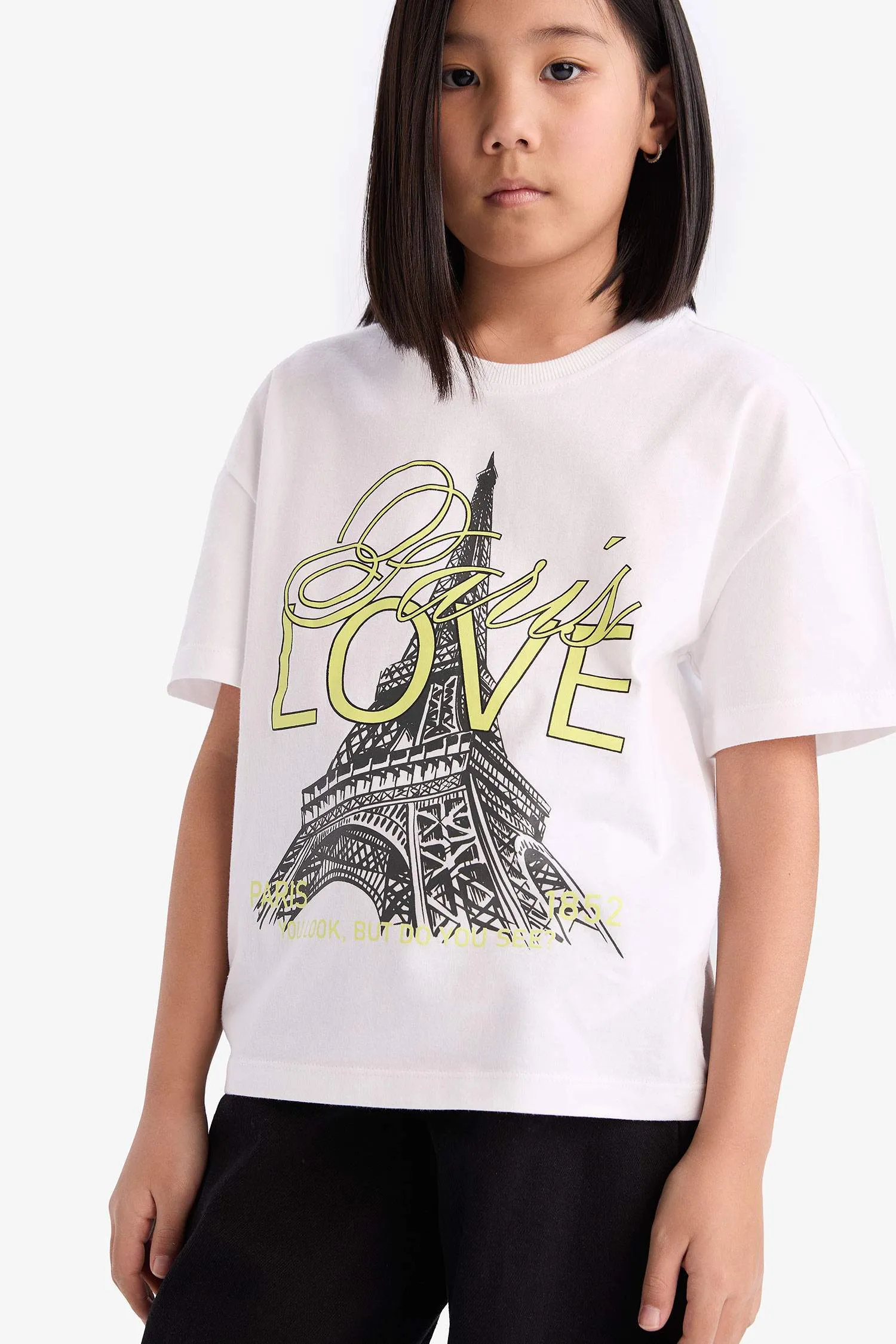 Girl Child Relax Fit Bicycle Collar Printed Short Sleeve T-Shirt