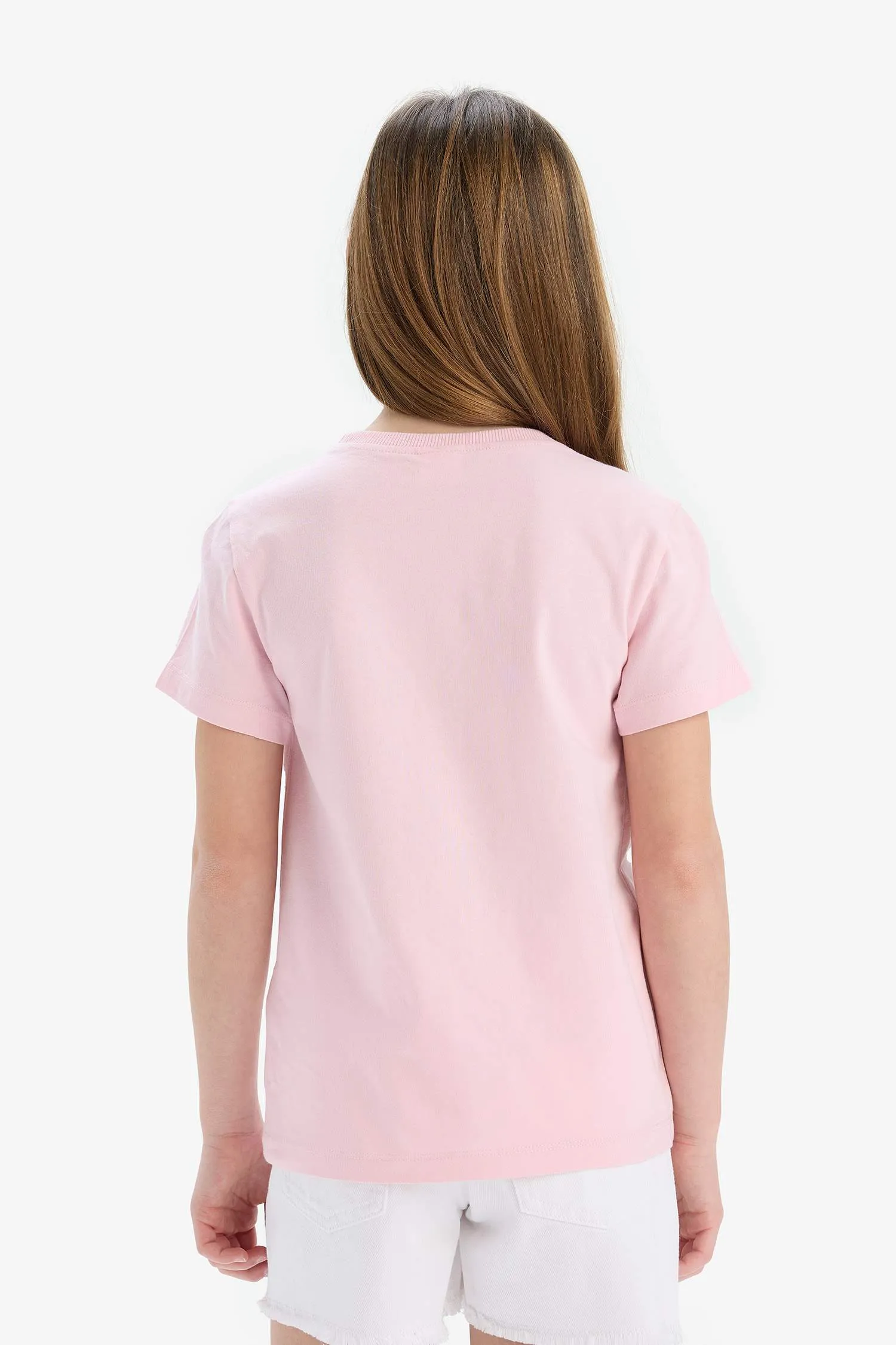 Girl Kids Bicycle Collar Printed Short Sleeve T-shirt
