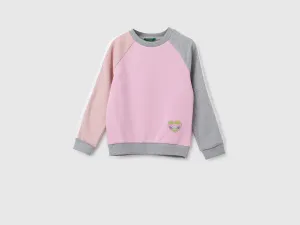 Girls Colorblock Round Neck Sweatshirt