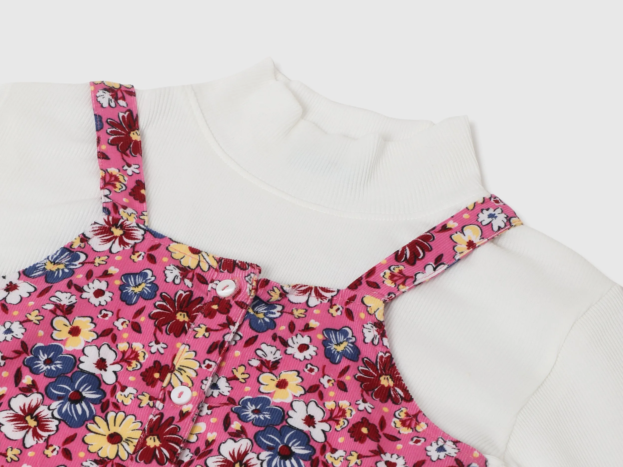 Girls Floral High Neck Dress Set