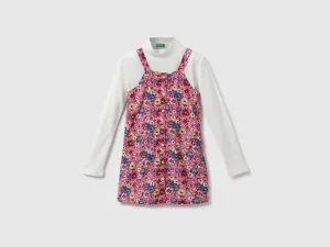 Girls Floral High Neck Dress Set