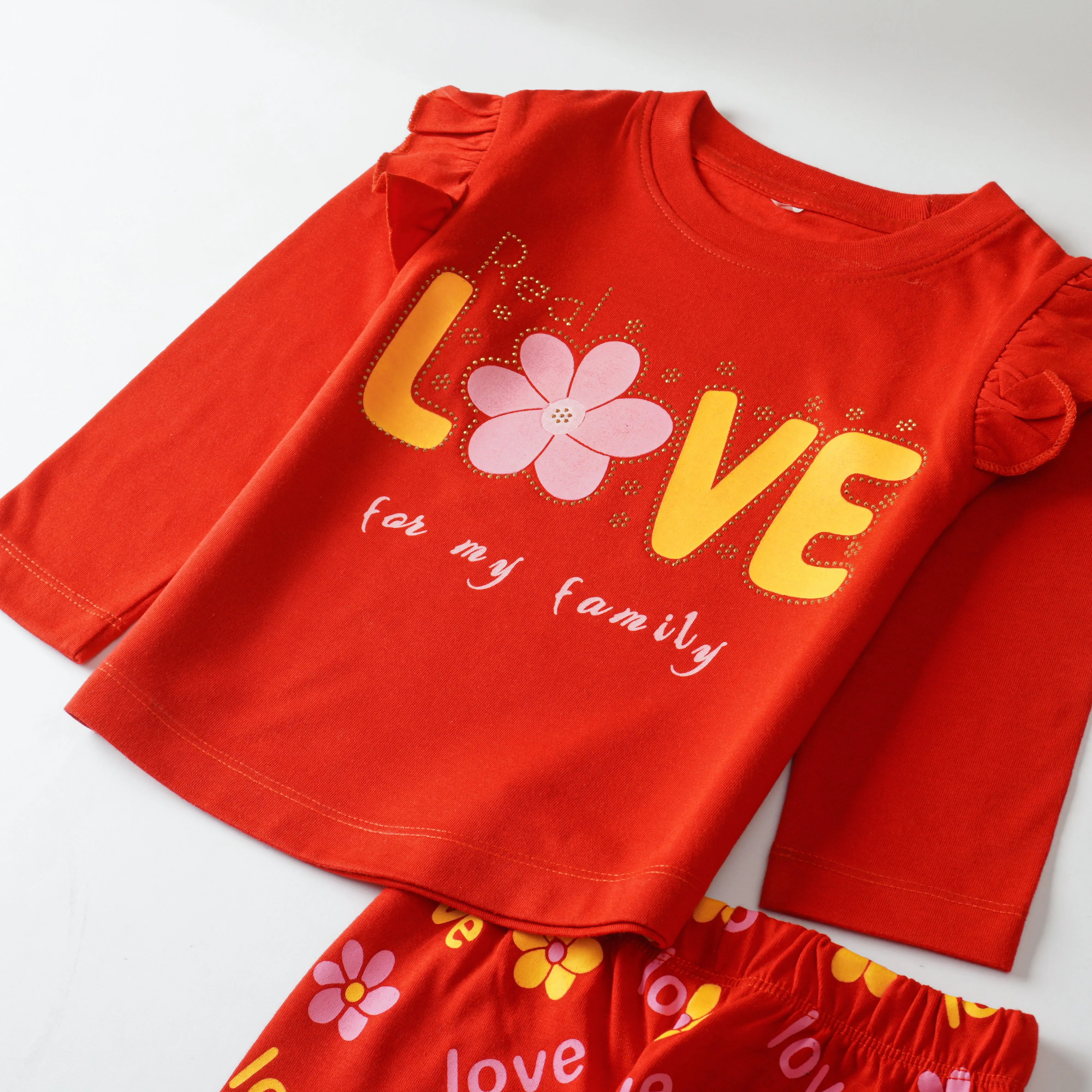 Girls Printed Full Sleeve Suit (Love)