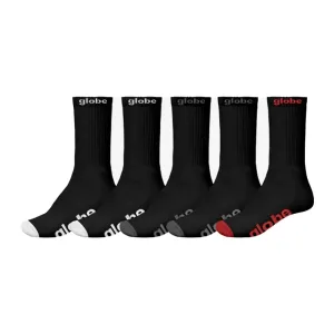 GLOBE OG SOCKS 5PACK BLACK ASSORTED (US7-11)