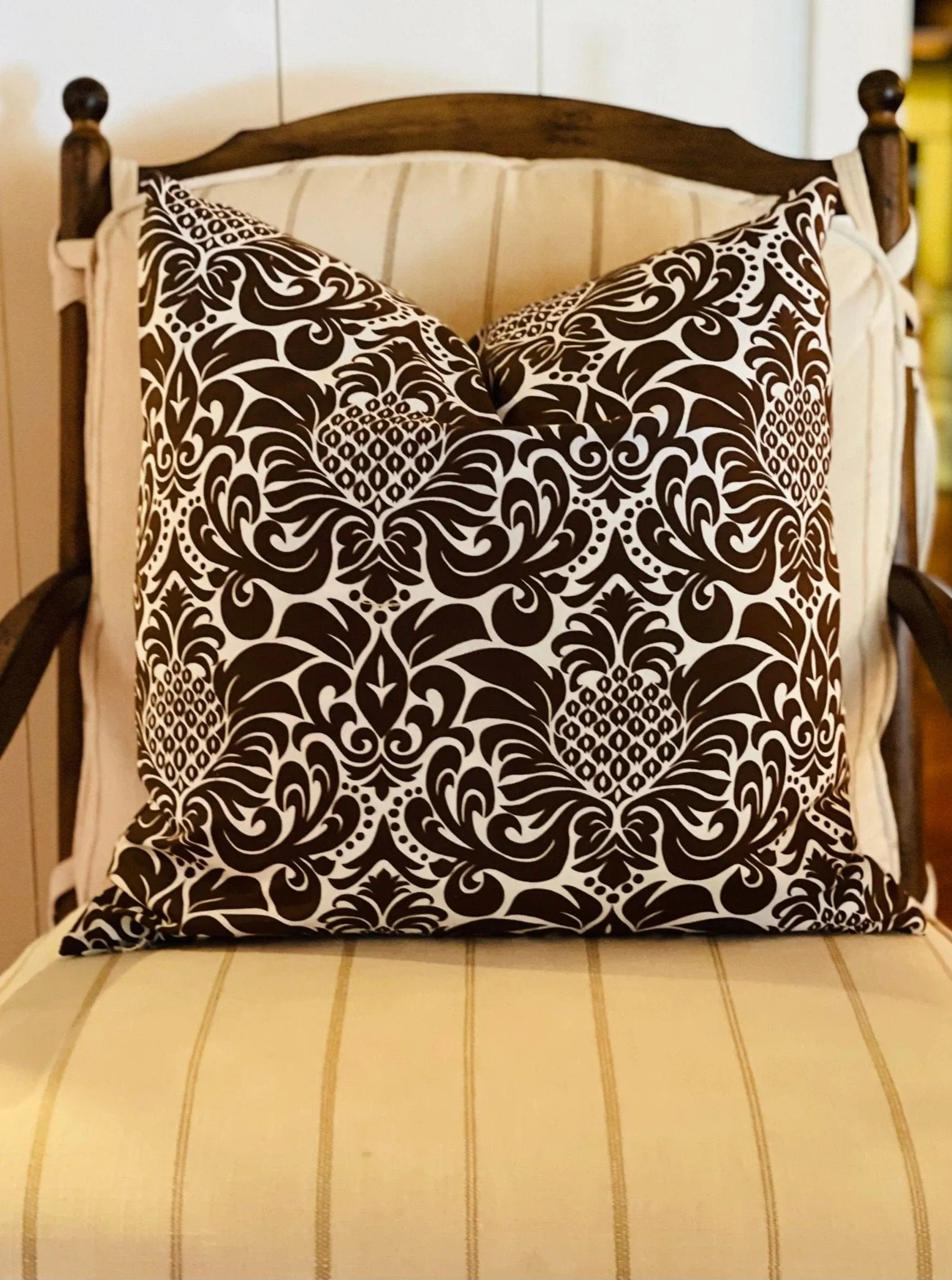 gracious chocolate brown printed cloth 20" x 20" pillow covers