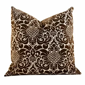 gracious chocolate brown printed cloth 20" x 20" pillow covers