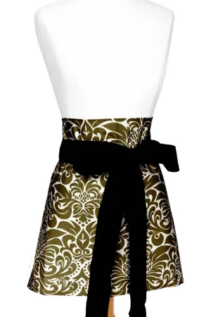 gracious chocolate brown printed cloth cocktail aprons
