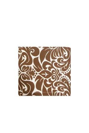 gracious chocolate brown printed cloth cocktail napkins