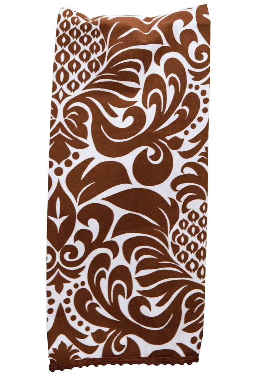 gracious chocolate brown printed cloth guest towels
