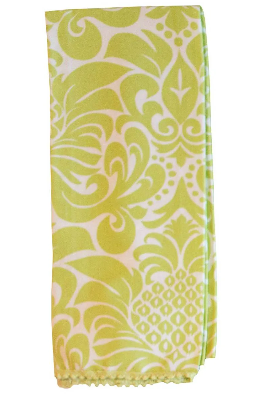 gracious linden green printed cloth guest towels
