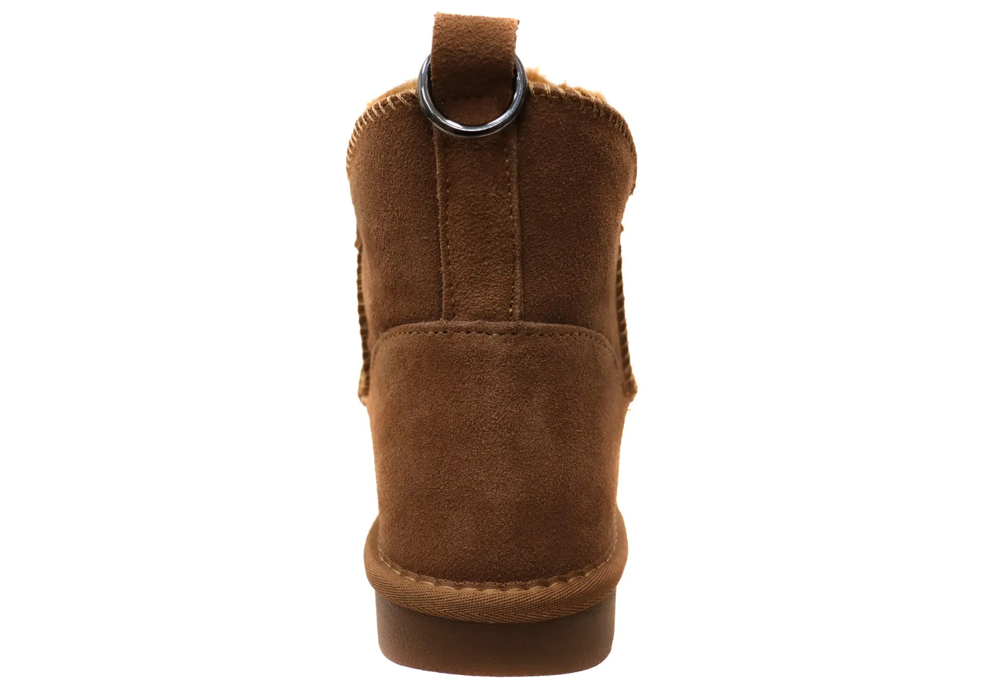 Grosby Nahil Womens Warm Comfortable Indoor Leather Boot Slippers