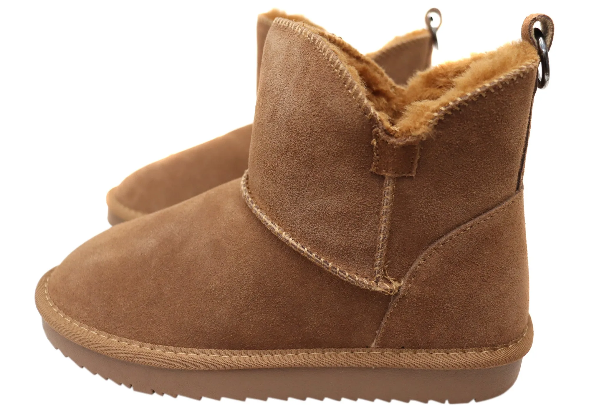 Grosby Nahil Womens Warm Comfortable Indoor Leather Boot Slippers