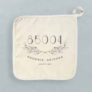 Hand Drawn Branches City State Zip Estd - Cotton Pot Holder