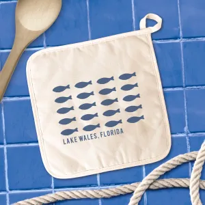 Hand Drawn Fish City State - Cotton Pot Holder