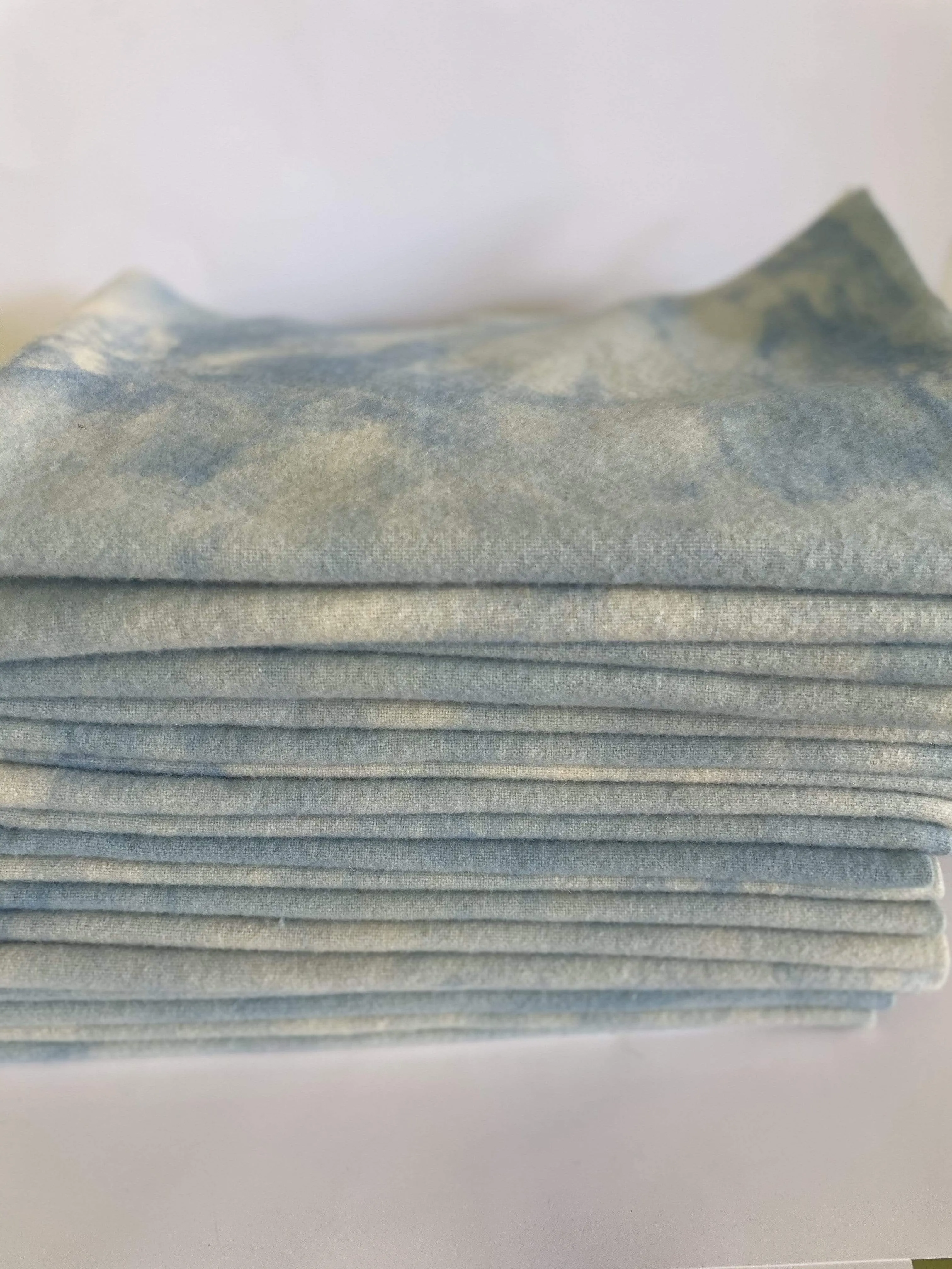 Hand-Dyed Wool Cloth - Shades of Big Blue Sky