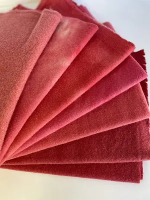 Hand-Dyed Wool Cloth - Shades of Rosy Reds & Pinks