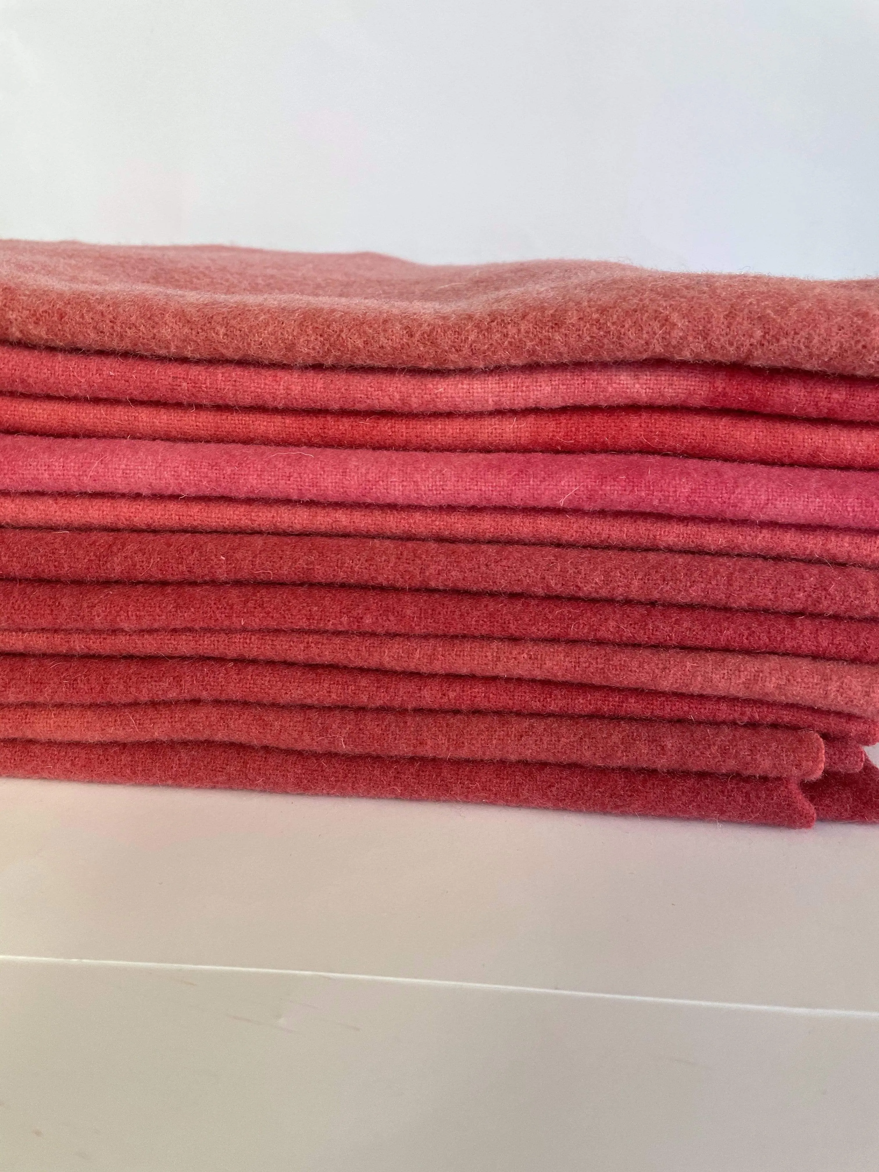 Hand-Dyed Wool Cloth - Shades of Rosy Reds & Pinks