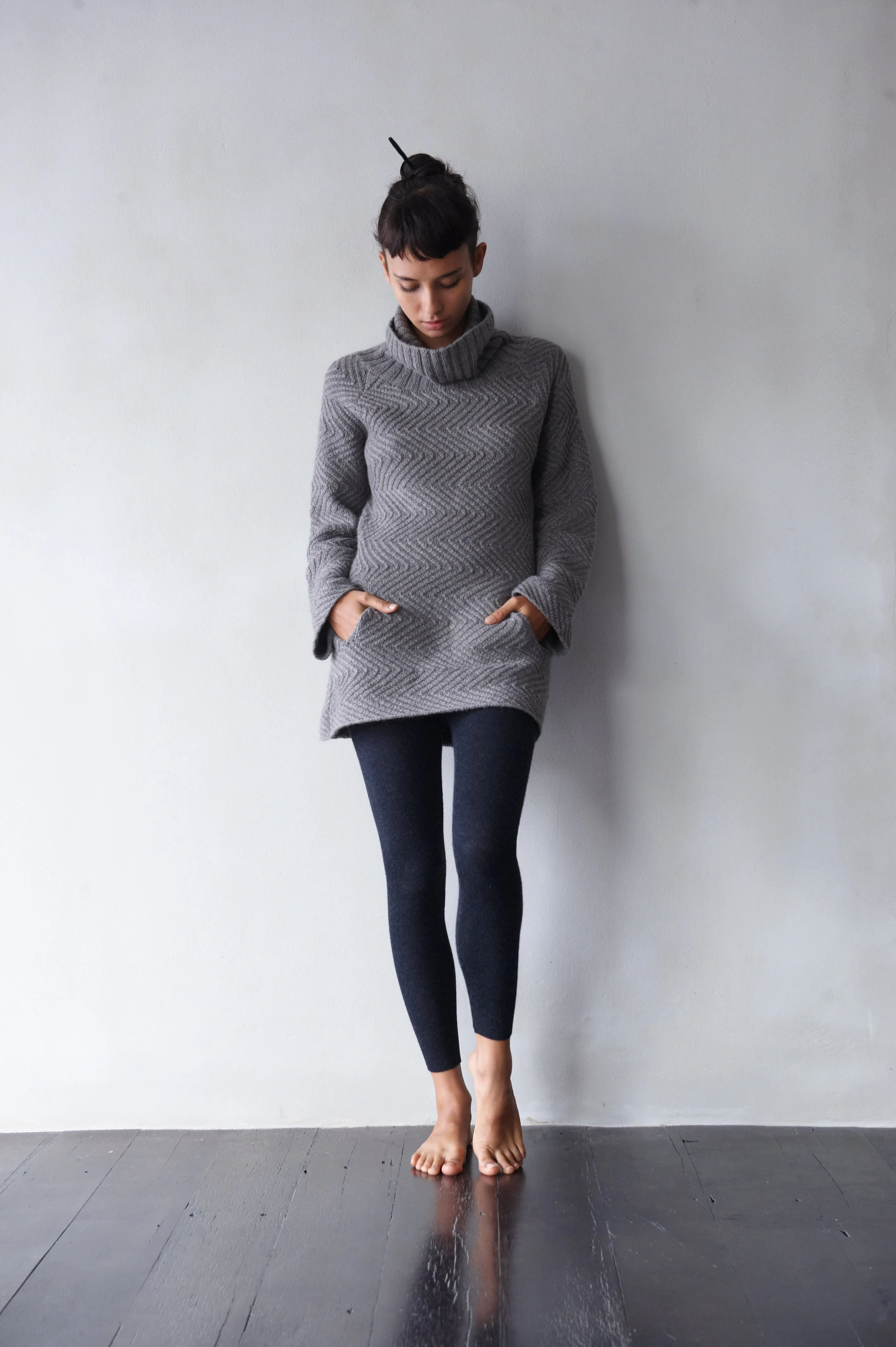 Hand-Knit Cashmere Turtle-Neck Sweater