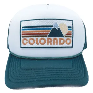 Hey Mountains - Retro Trucker Hat - Colorado Forest Green