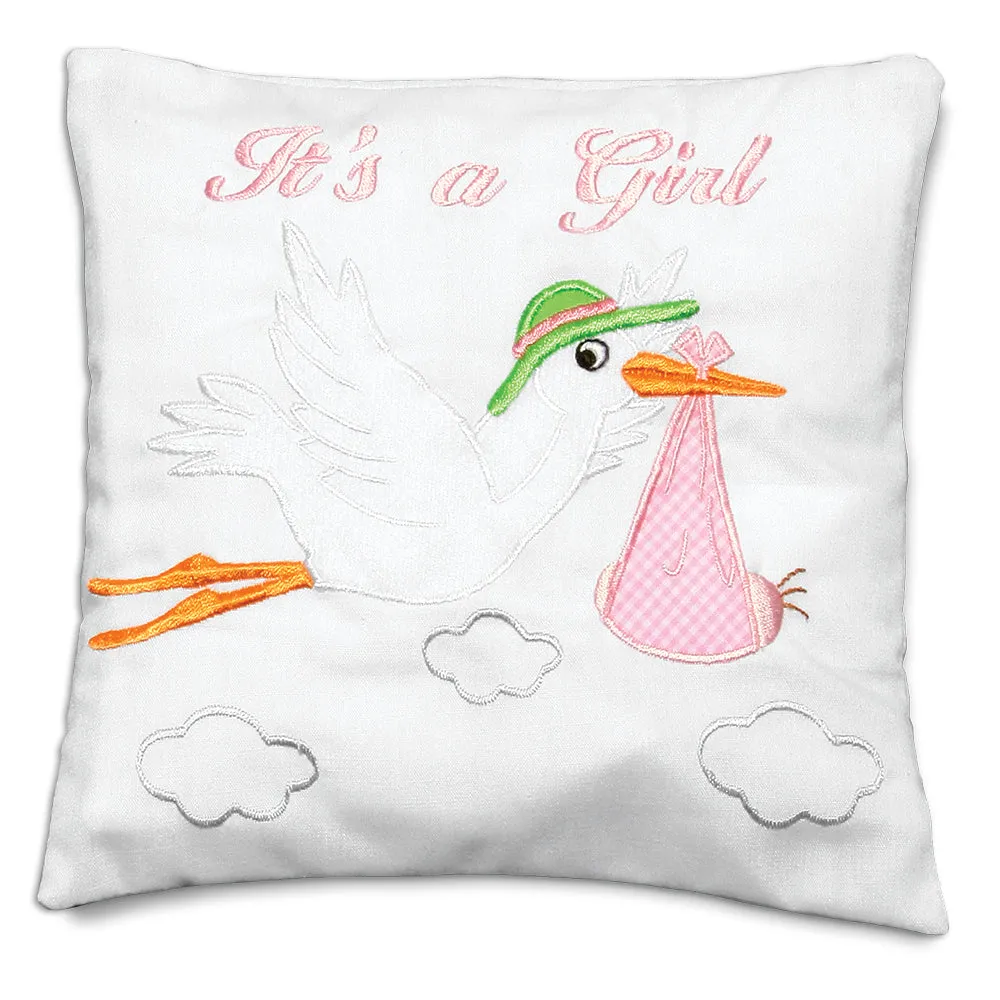 It's a Girl Stork Mini Pillow