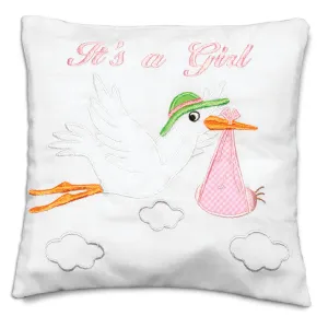 It's a Girl Stork Mini Pillow