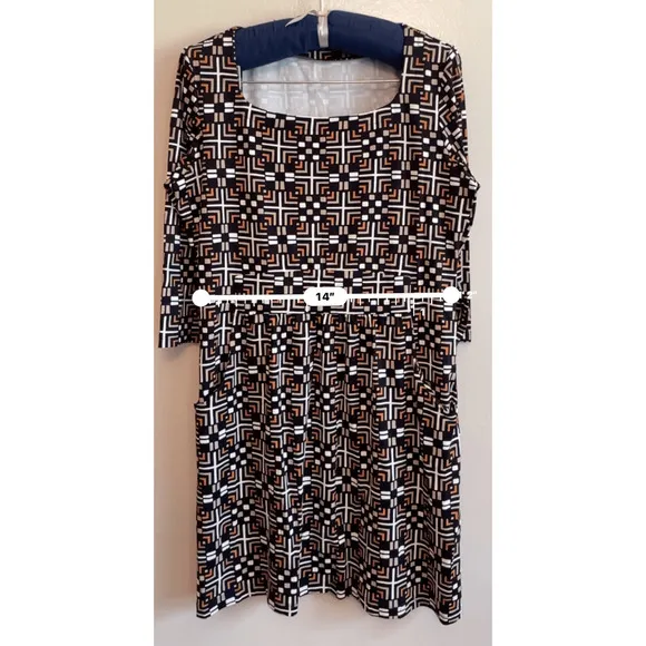 J McLaughlin  Emma Catalina Cloth Black Brown Printed Dress  Sz M
