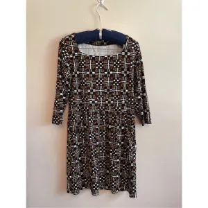 J McLaughlin  Emma Catalina Cloth Black Brown Printed Dress  Sz M