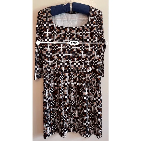J McLaughlin  Emma Catalina Cloth Black Brown Printed Dress  Sz M