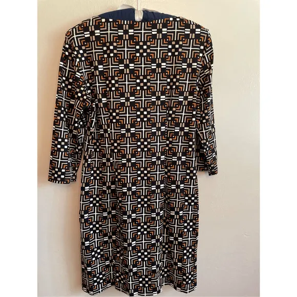 J McLaughlin  Emma Catalina Cloth Black Brown Printed Dress  Sz M
