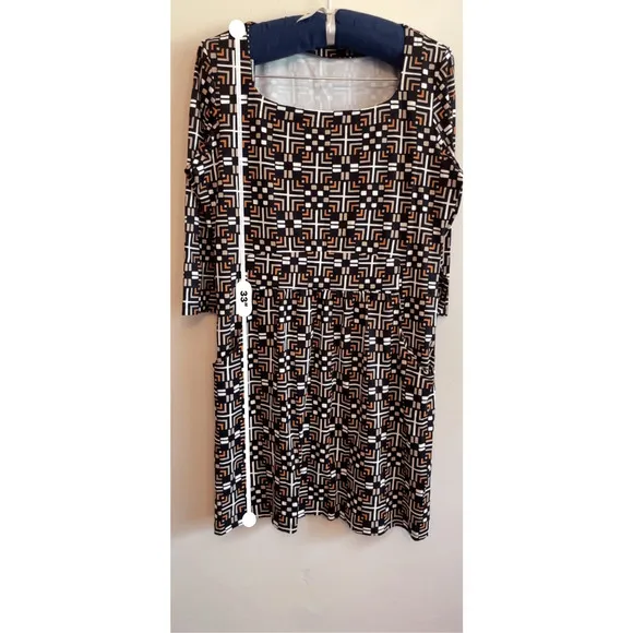 J McLaughlin  Emma Catalina Cloth Black Brown Printed Dress  Sz M