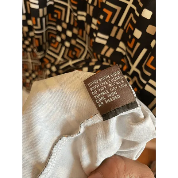 J McLaughlin  Emma Catalina Cloth Black Brown Printed Dress  Sz M