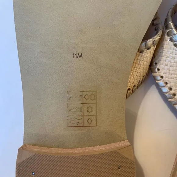 Jack Rogers Ro Flat Sandal Rattan Flip Flop Tan Brown Whip Stitch Leather NEW 11