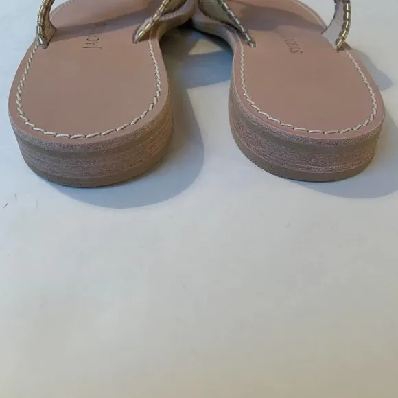 Jack Rogers Ro Flat Sandal Rattan Flip Flop Tan Brown Whip Stitch Leather NEW 11